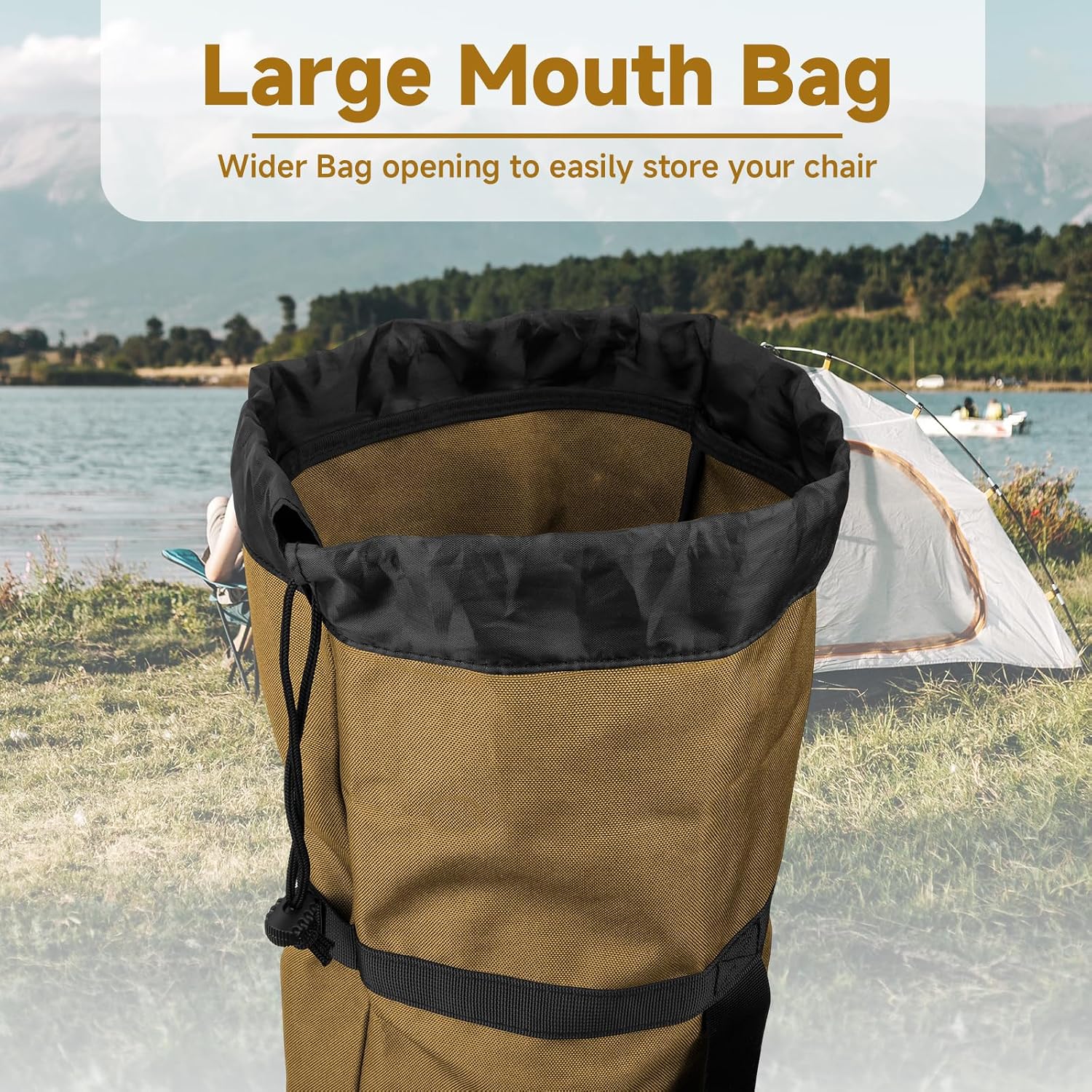 Xxerciz Camping Chair Bag 48 Inches Folding Chair Cover with Adjustable Shoulder Strap Nylon Tent Bag Heavy Duty Chair Cover for Travel Camping Sports (Exclude Chair)