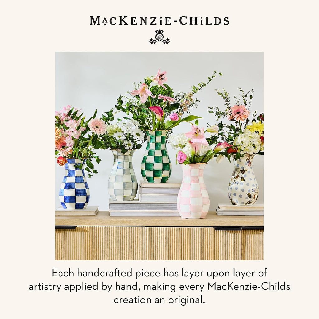 MACKENZIE-CHILDS Tall Enamel Vase, Unique Flower Vase Decor for Living Room, Wildflowers Pink