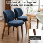 YOUNIKE Dining Chair with Back Single Mid Century Modern Kitchen Chair Boucle Fabric Upholstered Armless Chair 20" Wide Padded Seat with Wooden Legs for Kitchen Dining Living Room Bedroom Navy Blue