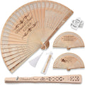 Personalized Wedding Fans for Guests, Custom Wooden Folding Hand Fans Bulk, Engraved Sandalwood Handheld Fans with Organza Bags & Tassels, Party, Bridal & Birthday Shower Favors (30PCS)