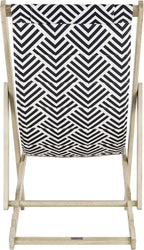 SAFAVIEH Outdoor Collection Rive White Wash and Navy Foldable Sling Chair