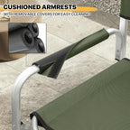 MoNiBloom 44.5'' Tall Makeup Artist Director Chair, Foldable Portable Aluminum Frame Folding Chair with Side Table, Cup Holder and Storage Pockets, 250 lbs Capacity, Dark Green
