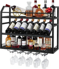 Hoctieon Wall Mount Wine Rack, Wall Mounted Wine Bottle Rack for Display and Storage, Hanging Bottle Holder, for Living Room, Dining Room, Bar, Wine Cellar, Black