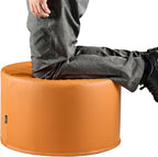 Large 22" Sturdy Sitting Pouf Ottoman Wipe-Clean Leather Boho Geometric Design for Kids Toddler Playroom with Foam Filling as Seating Footrest Side Table College Dorm Décor (Burnt Orange)