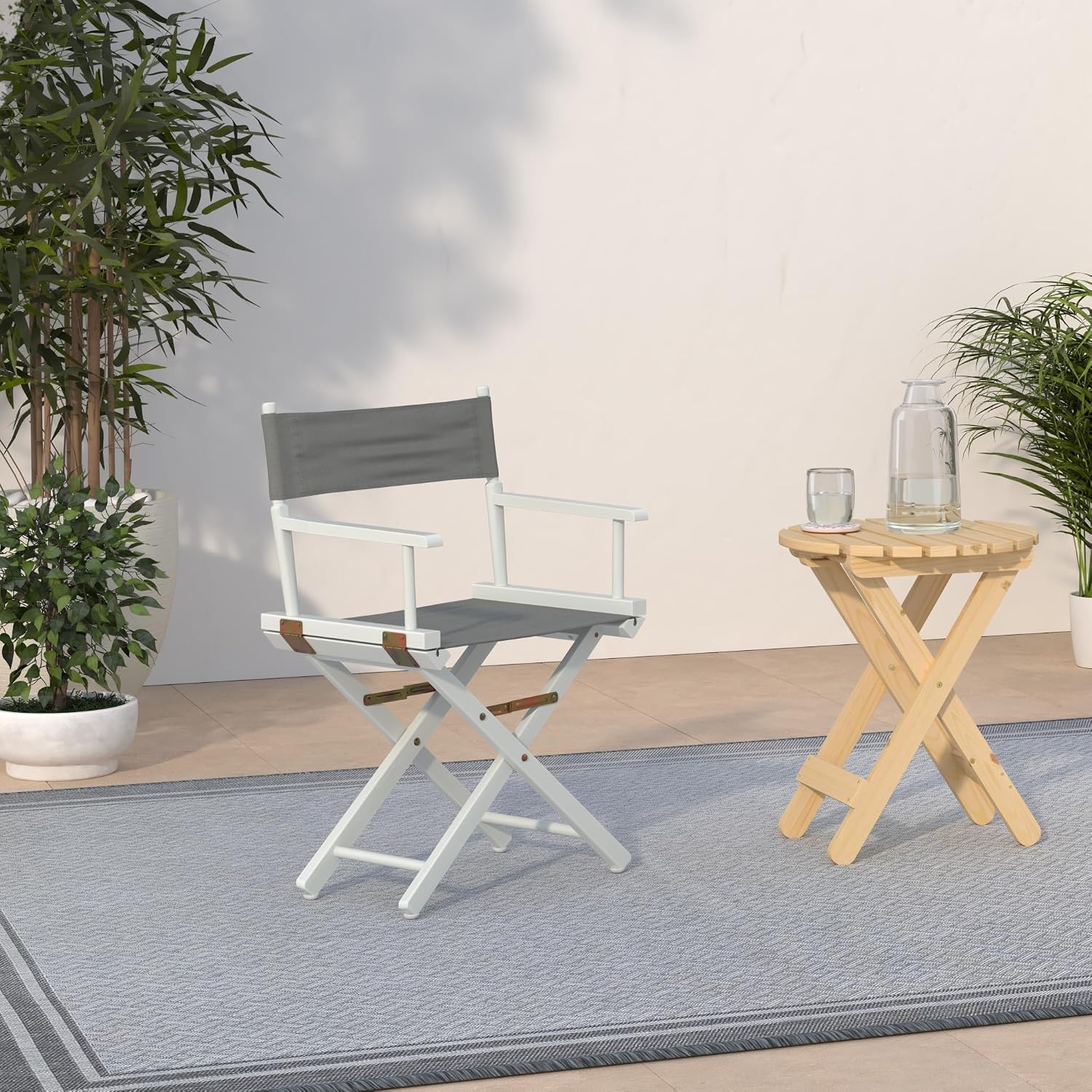 Casual Home 18" Director's Chair White Frame with Grey Canvas