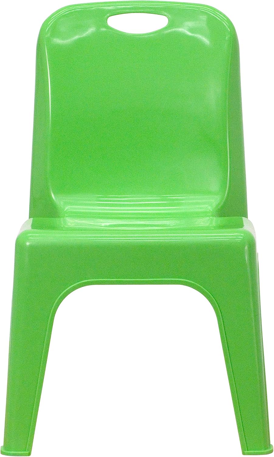 Flash Furniture 2 Pack Green Plastic Stackable School Chair with Carrying Handle and 11" Seat Height