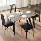 GAOMON 5-Piece Dining Table Set for 4, Modern Kitchen Table with Chamfered Design and Upholstered Chairs, Leather-Cushioned Seats for Small Spaces and Apartments, Space-Saving (Gray/Black,5 Pack)