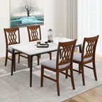 GOFLAME Wooden Dining Chairs Set of 4, Fabric Upholstered Kitchen Chairs with Padded Seat and Rubber Wood Frame, Farmhouse Armless Side Chairs for Dining Room, Living Room, Restaurant
