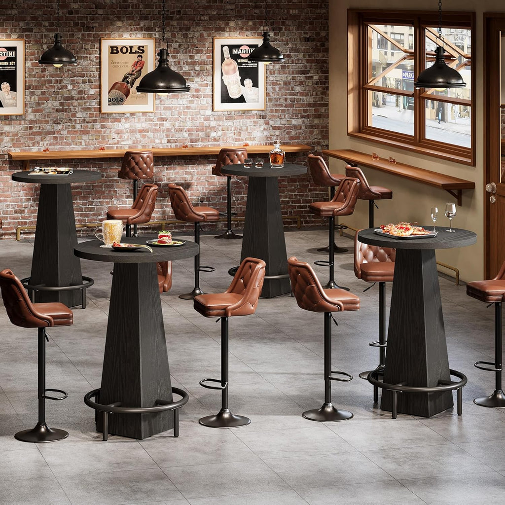 Tribesigns Bar Table, 37.4" High Round Pub Table for Small Bars, Dining Room, Kitchen, Black (Only Table)