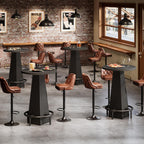 Tribesigns Bar Table, 37.4" High Round Pub Table for Small Bars, Dining Room, Kitchen, Black (Only Table)