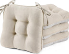 BETU Chair Cushions for Dining Chairs Set of 4,3.5" Thick Kitchen Table Chair Pads with Ties,Non Slip Backing and Covers, Seat Cushion for Dining Room,Bar,Patio Chairs,15.5"X15.5"X3.5",Beige