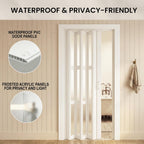 SmartStandard 30" x 80" Accordion Doors Interior, Double-Layer Accordion Doors for Doorway Closet Bathroom, PVC Folding Door Interior with Frosted Acrylic Glass, Full-Side Magnetic Strip, White