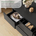 Black 7 Drawer Dresser for Bedroom,Modern Wood Chest of Drawers,Closet Clothes Storage Organizer with Deep Drawers for Living Room Hallway Entryway,Nursery (15.3" D x 47.2" W x 32.3" H)