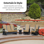 LuxCraft 2' Adirondack Outdoor Swivel Glider Chair, Patio Gliding Rocker, Swiveling Glider Rocking Chair for Outside (Antique Mahogany & Black)