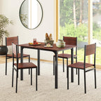 Tangkula Dining Table Set for 4, Modern Table and Chairs Set of 4 for Kitchen Dining Room Breakfast Nook (Walnut)