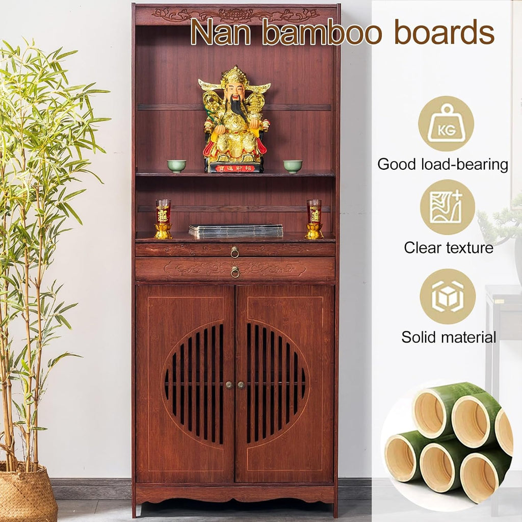 Buddhist Altar Decor Standing Cabinet, Home Meditation Shrine with Cabinet, Churches Altar Table with Drawers, for Living Room Bedroom Office(39 * 33 * 170cm/15.4 * 13 * 67in)