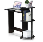 Furinno Compact 29-Inch Brown Computer Desk, Office Desk with 3 Side Shelves, Rectangular Home Office Desk, Gaming Desk for Home Office, Bedroom, Study Room, Dark Mocha