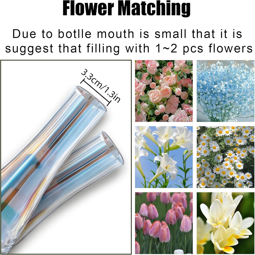 8.3'' Single Flower Vase, Small Glass Bud Vase Clear Single Stem Rose Vase, Colorful Tall Skinny Vases for Flowers Centerpieces Wedding Party Home and Office Décor