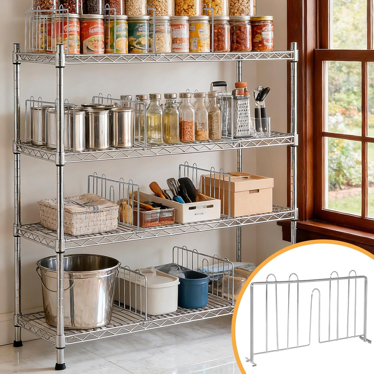 10 Pcs 14" W x 9" H Shelf Dividers for Wire Shelves, Vertical Wire Shelf Dividers for Storage Item Separation and Organization, Rack Shelving Accessories Bulk