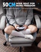 GTPLAYER Gaming Chair Fabric with Pocket Spring Cushion,Computer Office Chair with Lumbar Support for Adults Linkage Armrests and Footrest Ergonomic Gamings Chairs Height Adjustable Gray