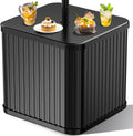 Umbrella Side Table- Outdoor Patio Table with Umbrella Hole | Umbrella Base Holds 132 Lbs, Easy Assembly, Perfect for Porch, Poolside, Or Patio Use as Coffee Table, Fits ≤1.5”Pole, Black