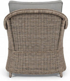 Martha Stewart Lily Pond Indoor-Outdoor Weathered Gray Rattan Wicker Patio Club Chair with All-Weather Gray Back and Seat Cushions, 300 Lb. Static Weight Capacity