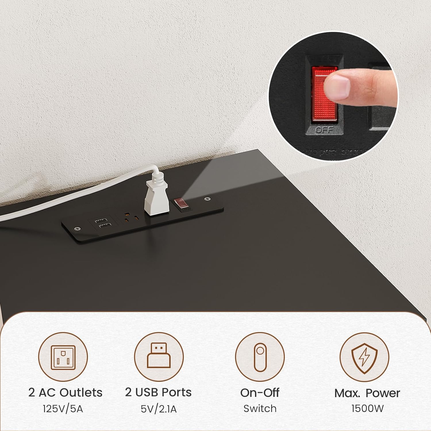 Brinlawb Buffet Cabinet with Storage & Charging Station, 53" Farmhouse Coffee Cabinet with Compartment Drawer, Sideboard Cabinets with Door and Adjustable Shelves for Kitchen, Black