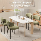 Upholstered Dining Chairs Set of 6, Modern Fabric Kitchen Chairs with Curved Backrest and Cushioned Seat, Sturdy Metal Legs, Modern Dining Chairs for Kitchen Dining Room, Living Room,Green