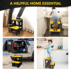 2 Step Folding Stool 250 lb Capacity Non Slip Foldable Step Stool 8 and 17 Inch Heavy Duty Portable Foot Stool for Kitchen Bathroom RV Yellow