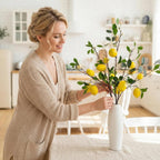 Artificial Lemon Branches Set of 3 – 37" Faux Lemons with Stem for Kitchen Decor Farmhouse Flower Arrangement Table Centerpiece Vase Filler Home Office Party Decoration