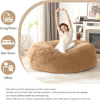 Bean Bag Chair for Adults Soft Comfy Bean Bag for Adults, Cozy Reading Chair, Large Round Bean Bag Couch, Versatile Living Room & Bedroom Chairs (Apricot, 6FT)