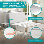 BALUS Queen Murphy Bed, Cabinet Murphy Bed with 2 Storage Drawers-White | USB Charing Station, Spacious Drawer, Space Saving, Queen Bed Frame