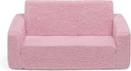 Delta Children Cozee Flip-Out Sherpa 2-in-1 Convertible Sofa to Lounger for Kids, Pink