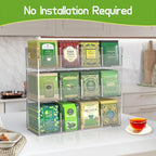 Jumyee 3-Tier Acrylic Tea Bag Organizer Holder, No Assembly Required, Portable Tea Organizers and Storage, Vertical Tea Organizer Counter, Coffee & Tea Station Display Rack for Home Office
