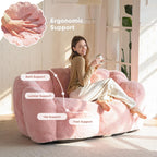 MAXYOYO Bean Bag Chair for Adults, Floral Shaped Bean Bag Sofa | Ultra Soft Faux Fur Floor Sofa, Large Reading Chair for Living Room Bedroom, Pink, Double