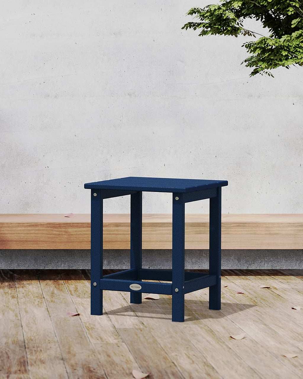 Polywood Adirondack Chair & 18" Side Table Bundle, Navy