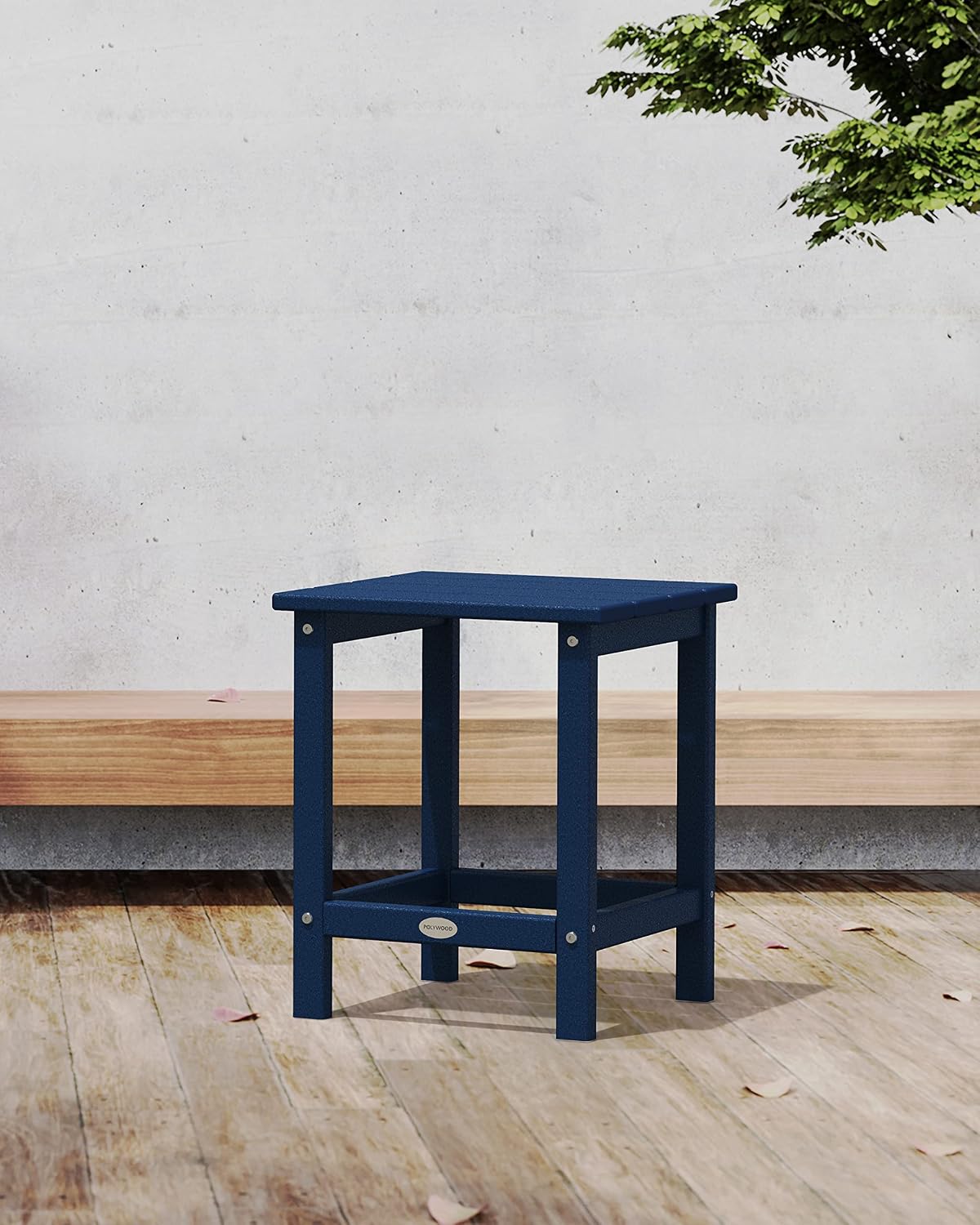 Polywood Adirondack Chair & 18" Side Table Bundle, Navy