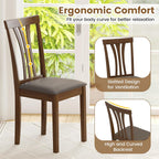 Giantex Wooden Dining Chairs Set of 2, Linen Fabric Upholstered Kitchen Armless Chair w/Rubber Wood Frame, Padded Seat, High Curved Back, Farmhouse Accent Side Chairs for Living Room (Brown+Gray)