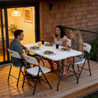 Folding Table, 5ft Portable Foldable Table Picnic Table with Carry Handle Plastic Table, White