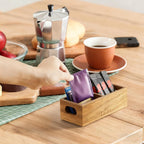 Tea Bag Organizer, Acacia Wood Tea Bag Holder, Wide Compartments for Tea Bags, 2 Slots Tea Caddy, Tea Organizers Storage for Countertop & Drawer Storage