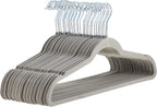Amazon Basics Slim Velvet Non-Slip Space Saving Suit Clothes Hangers, Sturdy Metal, Gray/Silver, 30-Pack