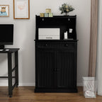 ARTPOWER 54" Kitchen Microwave Cabinet/Stand with Storage and Drawers, Pantry Storage Cabinet with Hutch & Adjustable Shelves for Kitchen, Dining Room, Living Room, Hallway in Black
