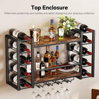 Homeiju Wall Mounted Wine Rack for 30 Bottles, Metal Wine Shelf Storage with Top Enclosure, (31.7" W x 9.8" D x 19.7" H)