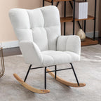 Adulto Teddy Fabric Rocking Chair Outdoor Indoor, Wooden Rocking Chair,A1 | Soft teddy fabric rocking chair with sturdy wooden frame, metal base, and floor protection. Ideal for indoor nursery, li