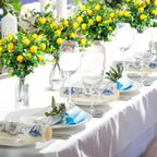 Tigeen 12 Pack Lemon for Decoration Fake Lemon Branches Artificial Vivid Yellow Faux Lemons Tables Centerpiece for Kitchen Stem Fruits for Home Spring Summer Decor
