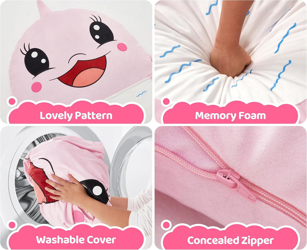 Hobestluk Bean Bag Chairs Bean Bag Floor Cushion, Bean Bag Chair for Adults Beanbag Lounger for Living Room Bedroom or Playroom (Pink, Medium, Dolphin)