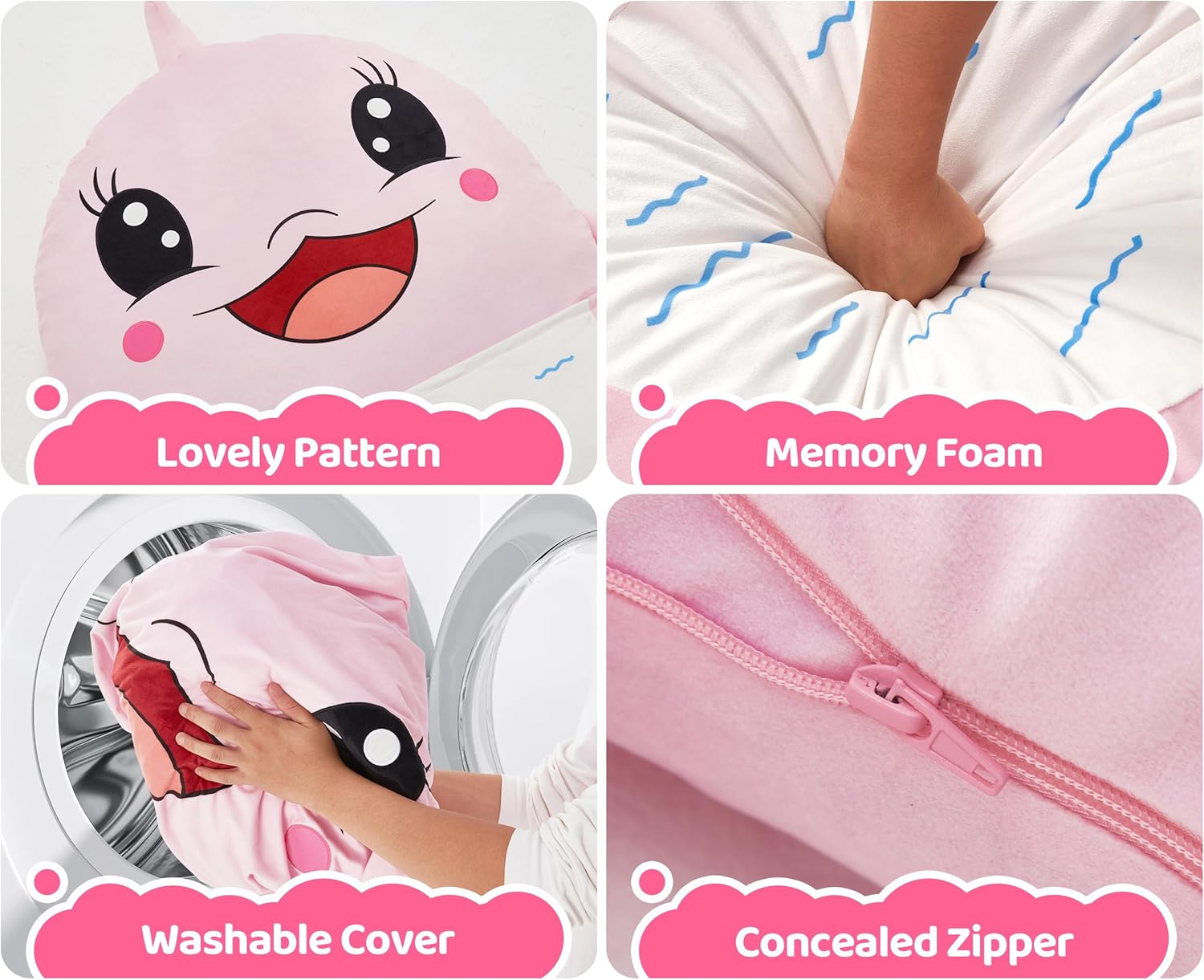 Hobestluk Bean Bag Chairs Bean Bag Floor Cushion, Bean Bag Chair for Adults Beanbag Lounger for Living Room Bedroom or Playroom (Pink, Medium, Dolphin)