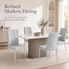 Dining Chairs Set of 4,Sillas de Comedor Modernas 4,Leather Upholstered Kitchen Chairs with Chrome Metal Legs,Modern Dining Room Chairs ,Easy-Clean Chairs for Dining Room, Apartment (Light Gray,4)