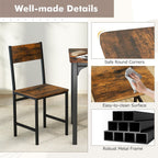 COSTWAY Dining Chairs Set of 4, Industrial Farmhouse Armless Side Chairs with Rustic Wood & Metal Frame, Wide Comfy Seat & Slanted High Back for Dining Room, Kitchen, Office, Restaurant