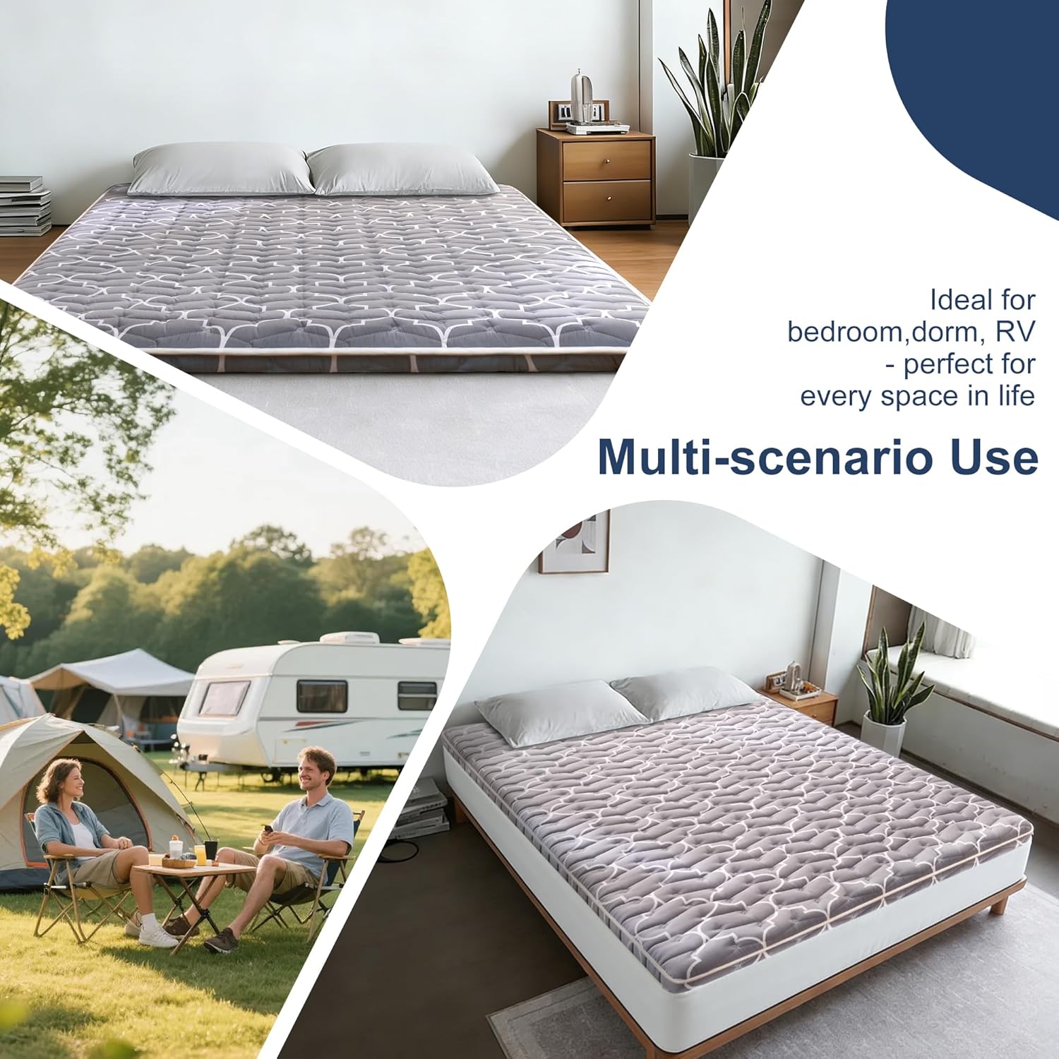 6th Generation Japanese Floor Futon Mattress - Extra-Thick 9-Layer Modern Futon with 100% High-Density Foam, Portable Floor Mattress Sleeping Pad for Adults, Guest Room, Dormitory, Twin Size (39"X80")